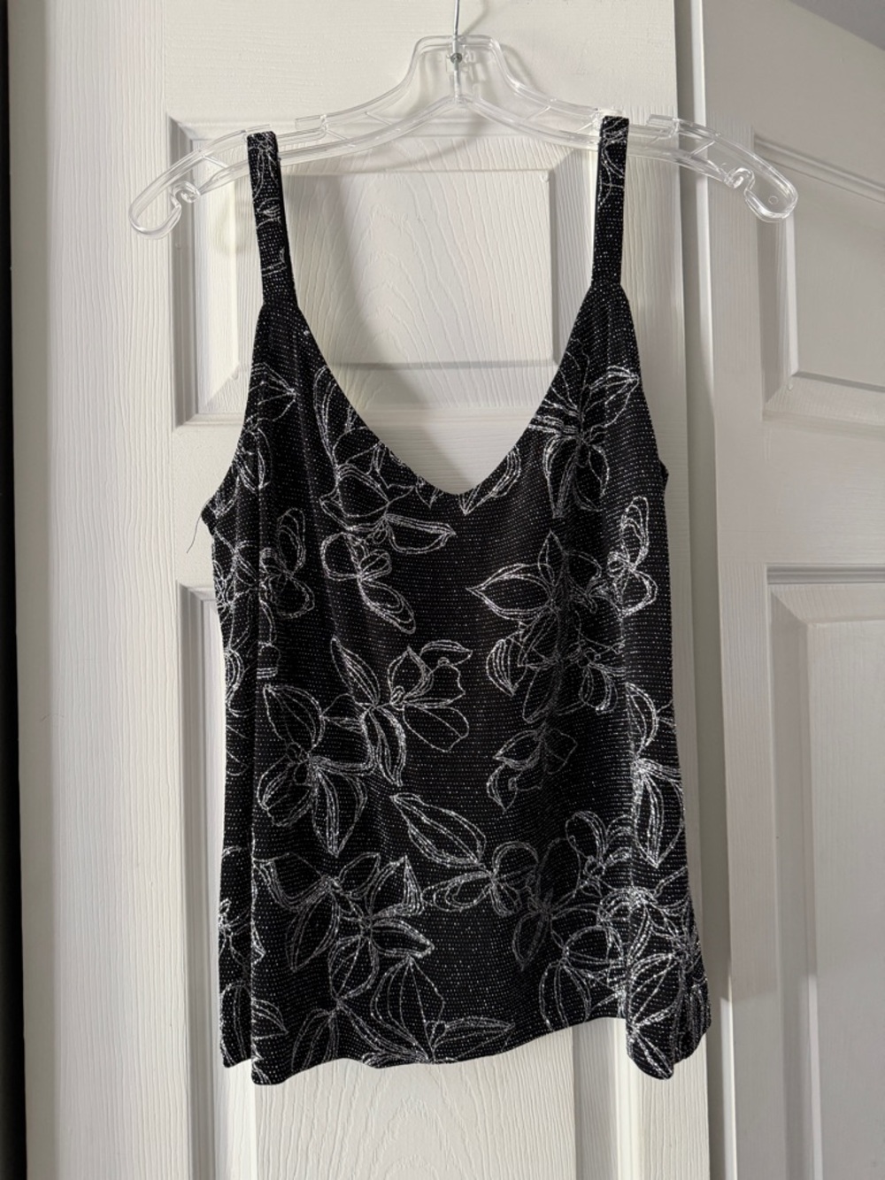 Alex Evenings Black Evening Tank with Silver Beadwork